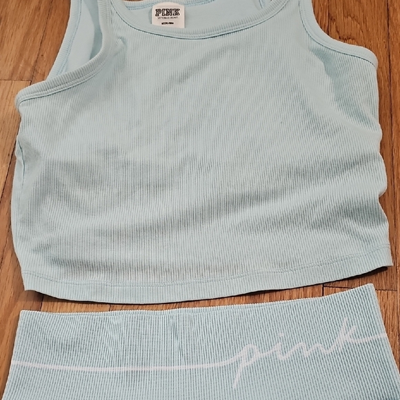PINK Set-Leggings & Crop Racerback Athletic Top - Picture 3 of 11